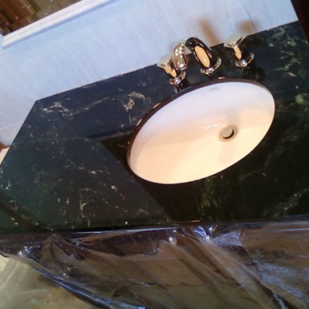 Restored Shine on Serpentine Marble Vanity