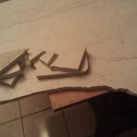 broken marble table before image Ruined Botticino Table.<br>Broken/Crushed Fragments