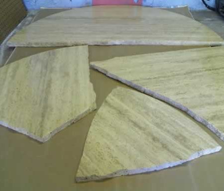 broken marble table1 image Chopped Round Travertine Table Restoration