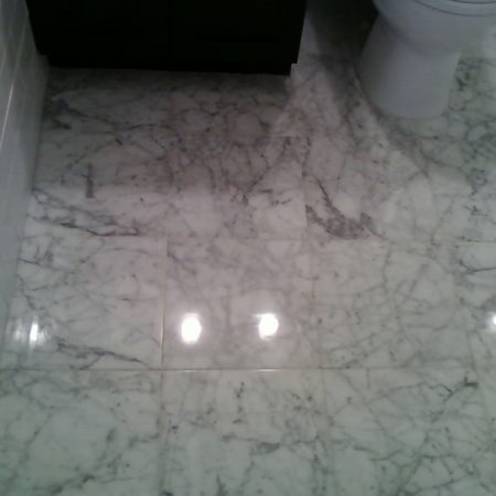Shine Finish on Carrara Bathroom Floor