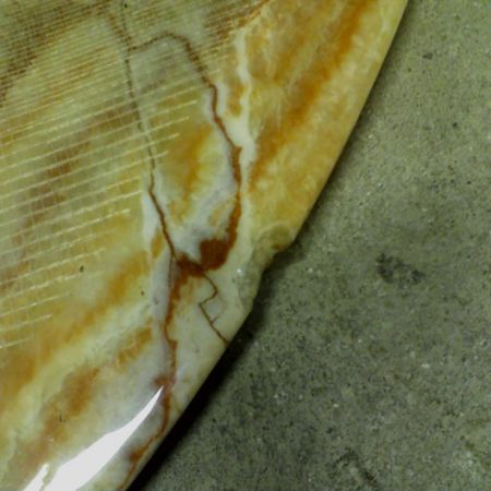 chip table edge jpg image Chip on Coated by Epoxy Onyx Table Edge