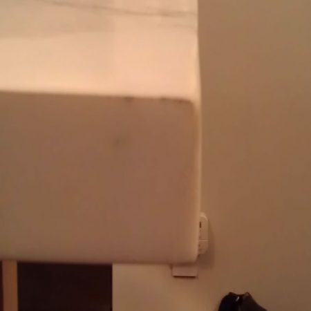 chipped table corner after image Fixed Chip on Mitered Seam