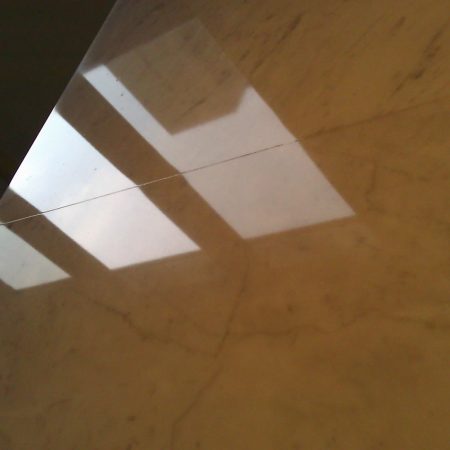 Polished Marble Around Seam. Cloud Spots Removed
