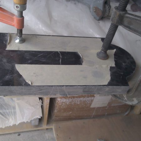 custom marble piece fabrication process1 image Clock Marble Base Cutting and Shaping