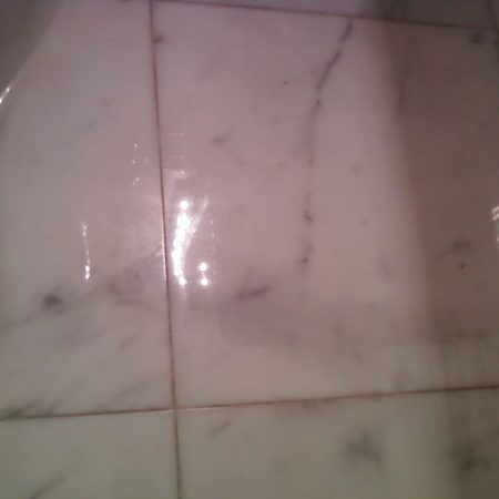 White Carrara Bathroom Tile. Etch Removed