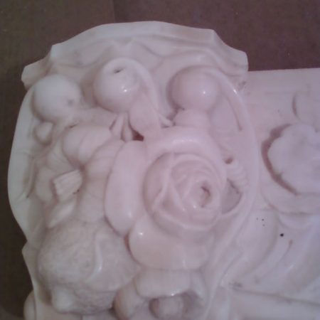 Carved Fireplace Intricate Keystone. After Cleaning