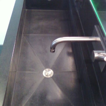 Black Absolute Granite Sink Newly Grouted