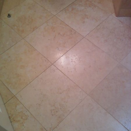 Pale Jerusalem Stone on Bathroom Floor