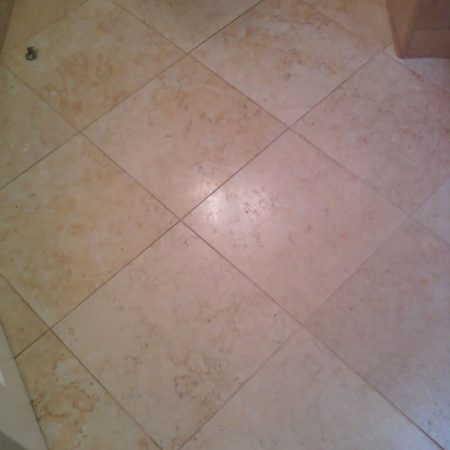 jerusalem stone honing before1 image Pale Jerusalem Stone on Bathroom Floor