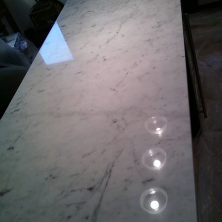 Revived Carrara Kitchen Countertop<br>Shine Restoration