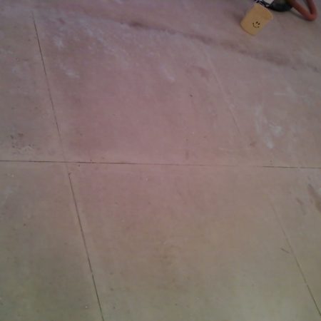 Grime Limestone Slabs & Grout. Scouring & Scrubbing