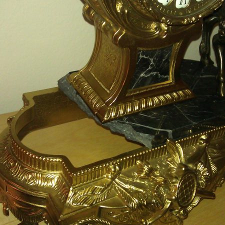 Broken Marble Base on Bronze Table Clock