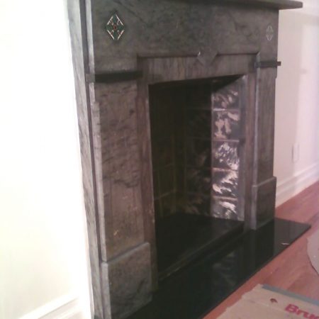 marble fireplace after image Gray Marble Fireplace after Cleaning and Grouting