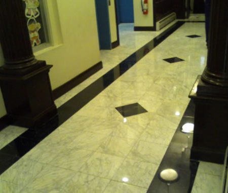 Marble Floor Restoration in Building Lobby