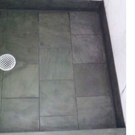 marble shower floor after image Salt Deposits on Marble and Grout upon Removal