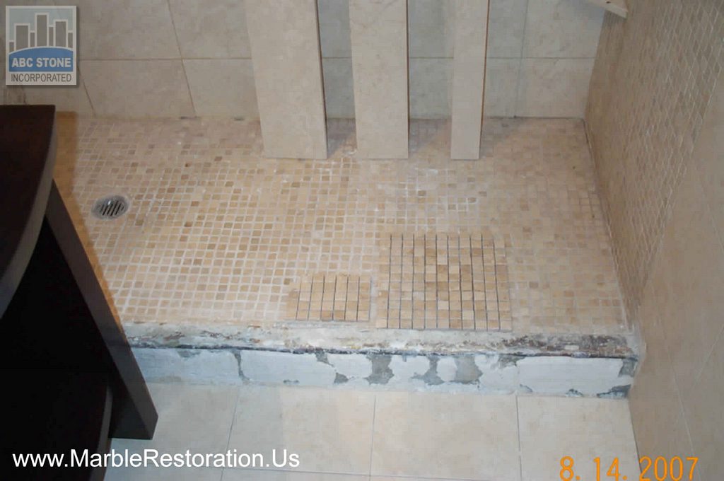 Shower Marble Floor Restoration