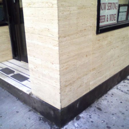 Cleaned Travertine on the Building Corner