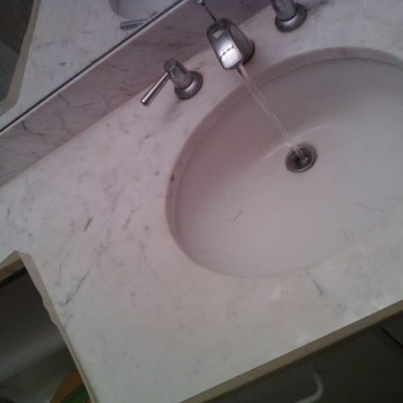 Dull Marble Vanity Before Polishing