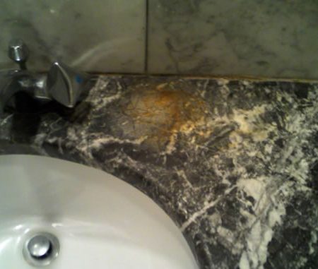 Stain from Bath Products on Marble Vanity