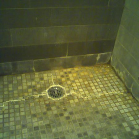 Messed up Mosaic Shower Floor before Restoration