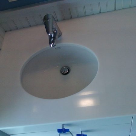 stain vanity after image Hair Dye Stain Removed from White Thassos Vanity