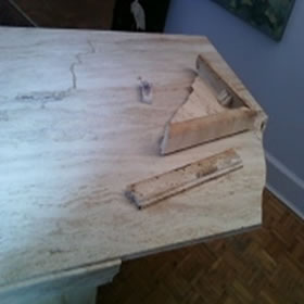 Travertine Table Broken Off Corner