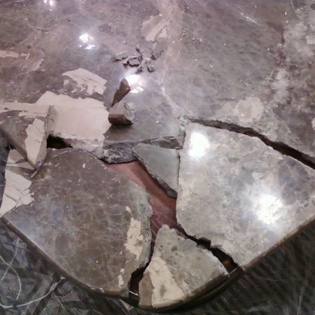 Ruined Conference Room Table. Crashed Corner