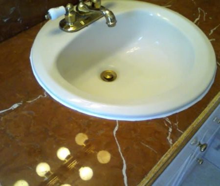 Tiled Vanity Top. Rojo Alicante Marble