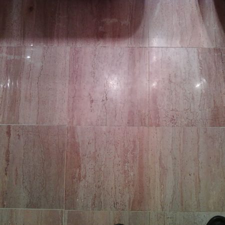 travertine bathroom before jpg image Dull Bathroom Travertine Floor Tiles before Refinishing
