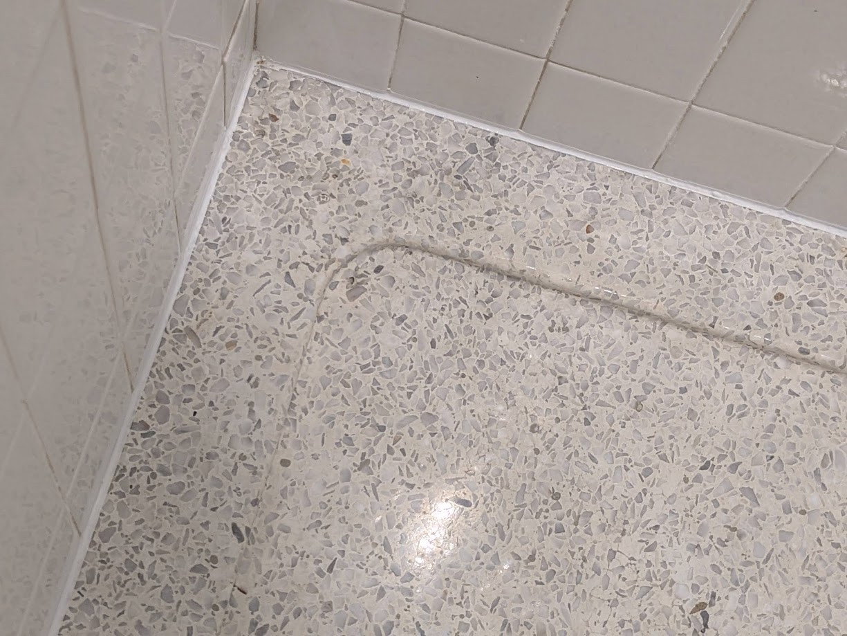 Terrazzo Shower Floor After Cleaning and Polishing