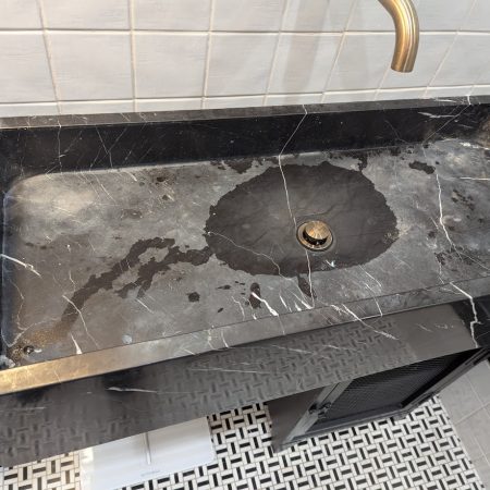 black sink vessel before image Dull Black Marble Sink Vessel