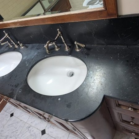 double sink vanity image Dull Double Sink Vanity Old Marble