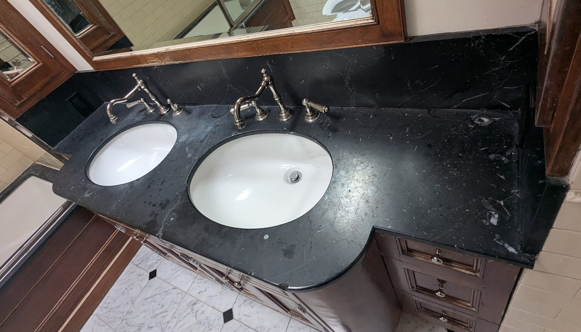 Dull Double Sink Vanity Old Marble