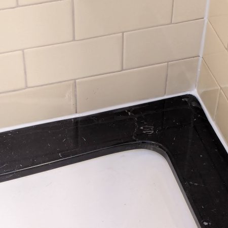 fixed cracks in tub top new white caulk image Marble Bath Top After Restoration