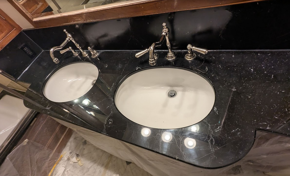 Polished Caulked Double Sink Vanity Polished Caulked Double Sink Vanity
