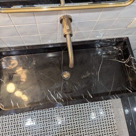 restored rectangular vessel sink image Polished Black Marble Sink Vessel