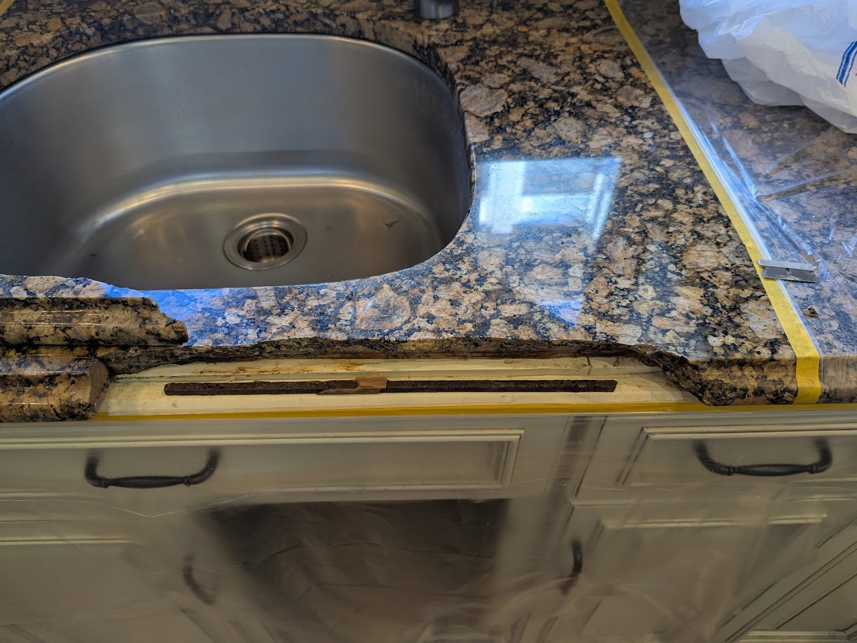 Rusty Metal Rod Under Counter Rusted Metal Rod In Granite