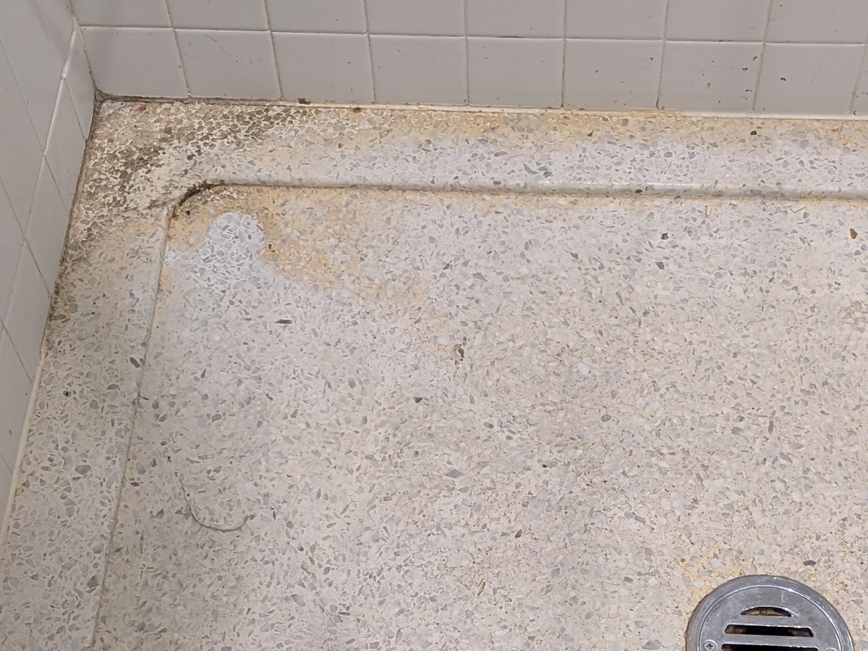 Terrazzo Shower Floor Before Restoration