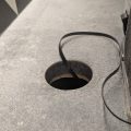 Engineered quartz countertop with 3-inch hole enlarged for airflow
