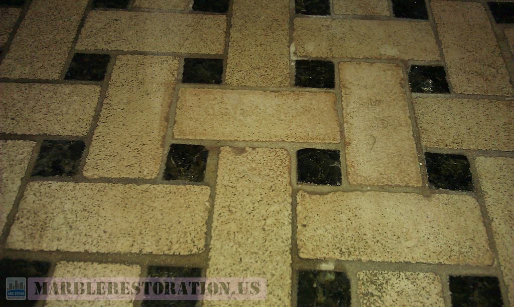 Basket Weave Floor Mosaic Tiles after Installing ABC Stone Inc.