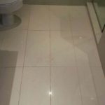 Beige Porcelain Bathroom Floor Before Regrouting