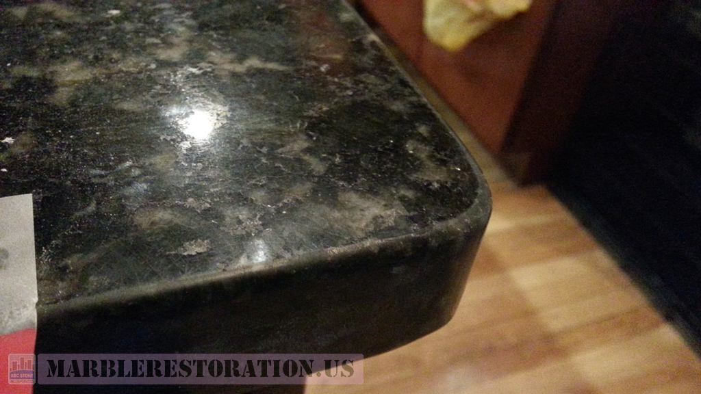 Ubatuba Granite Chip On Counter Epoxy Patching