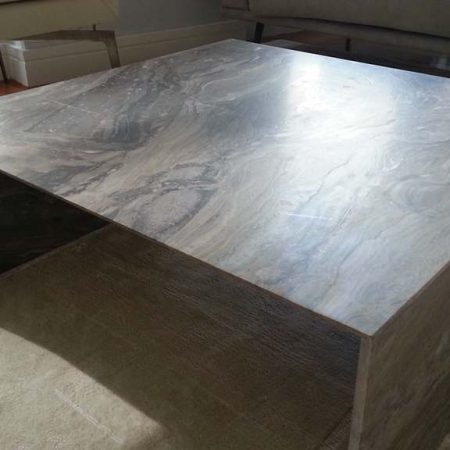 Marble Coffee Table with Waterfall Legs after Crevice Repair