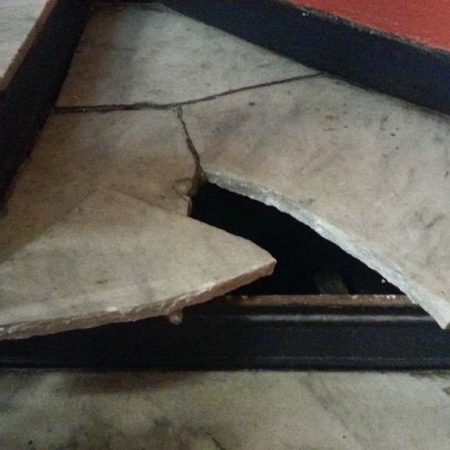 broken through landing sagging slab makeover image Broken Landing Disrepair Slab