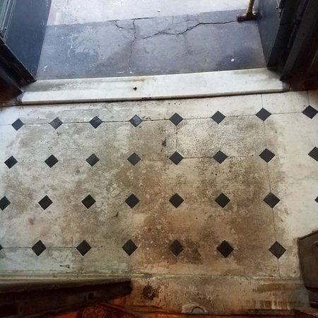 Disrepair Tainted Marble Foyer Floor & Saddle