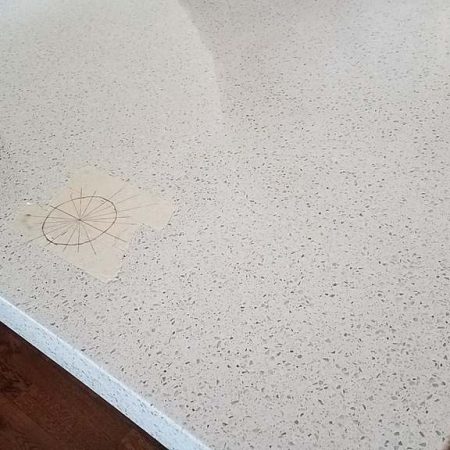 Circle Marked Out for Hole Drilling in Countertop