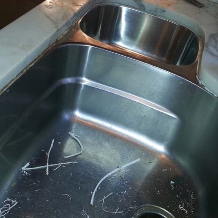 Double Sink Old Caulk Inset Cut Out