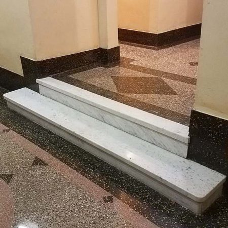 Lobby in Building Marble Steps after Restoration