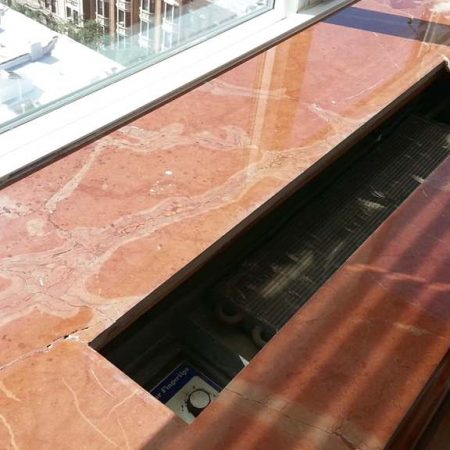 Crack on Reddish Marble Window Sill