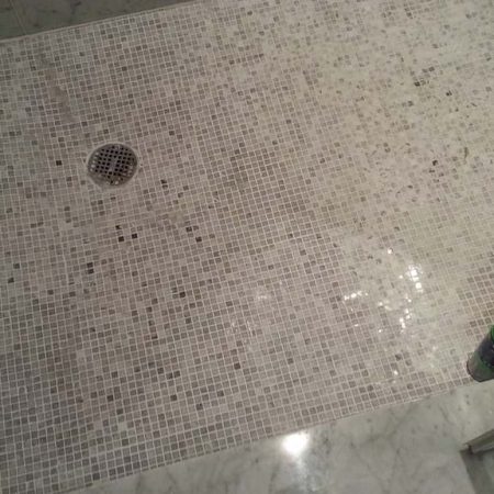 Mosaic Shower Floor and Grout after Cleaning and Polishing